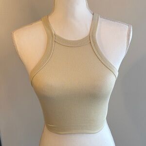 TALENTLESS Beige Ribbed Crop Top